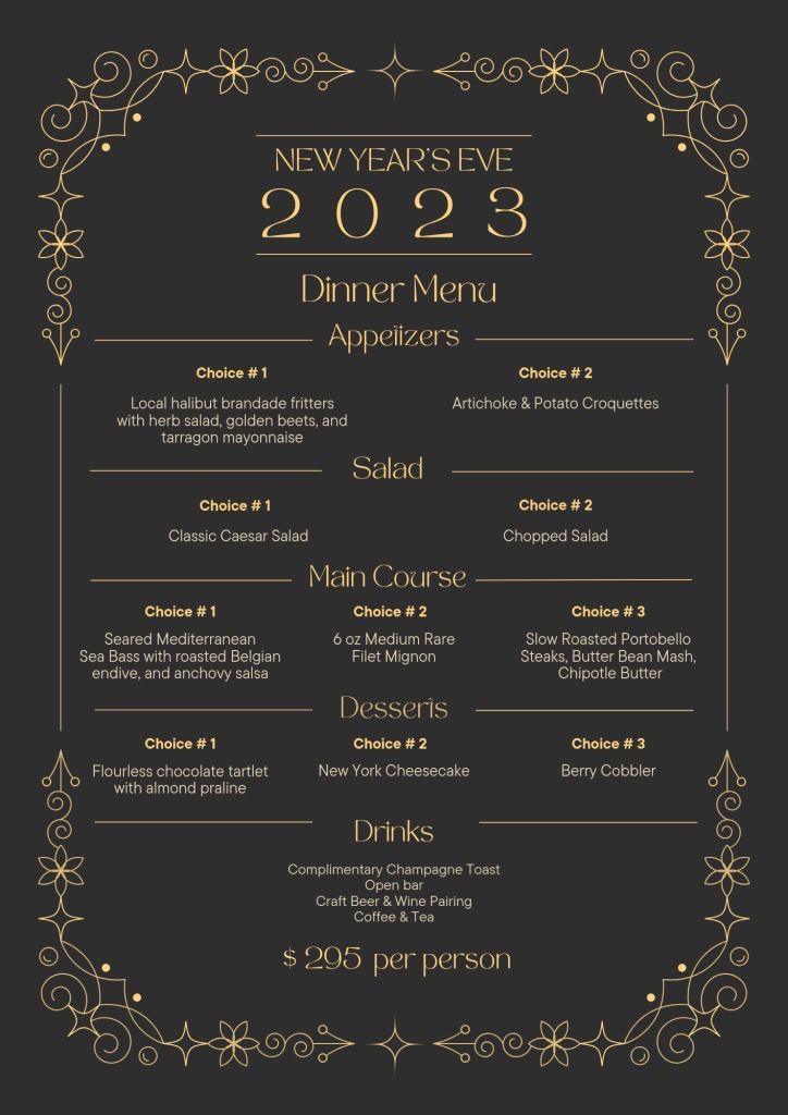 New Years Eve Menu